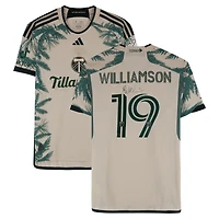 Maillot adidas beige dédicacé Eryk Williamson des Portland Timbers, numéro 19, utilisé lors du match de la saison 2024 de la MLS - Taille M