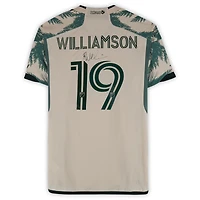 Maillot adidas beige dédicacé Eryk Williamson des Portland Timbers, numéro 19, utilisé lors du match de la saison 2024 de la MLS - Taille M