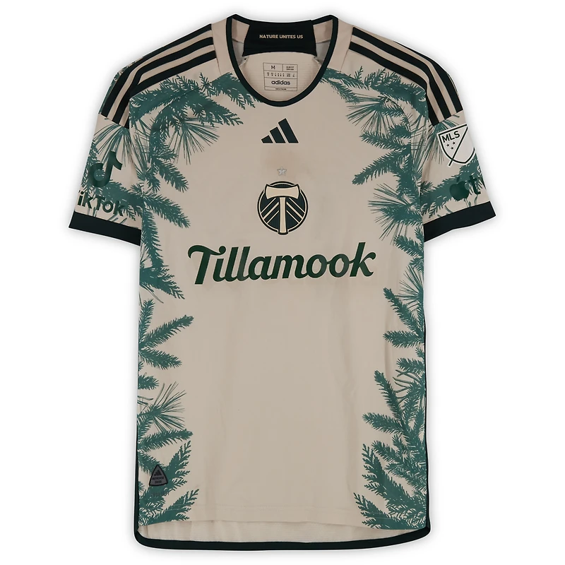 Maillot adidas beige dédicacé Eryk Williamson des Portland Timbers, numéro 19, utilisé lors du match de la saison 2024 de la MLS - Taille M
