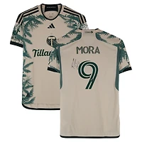 Maillot adidas beige dédicacé Felipe Mora des Portland Timbers, numéro 9, utilisé lors du match de la saison 2024 de la MLS - Taille M