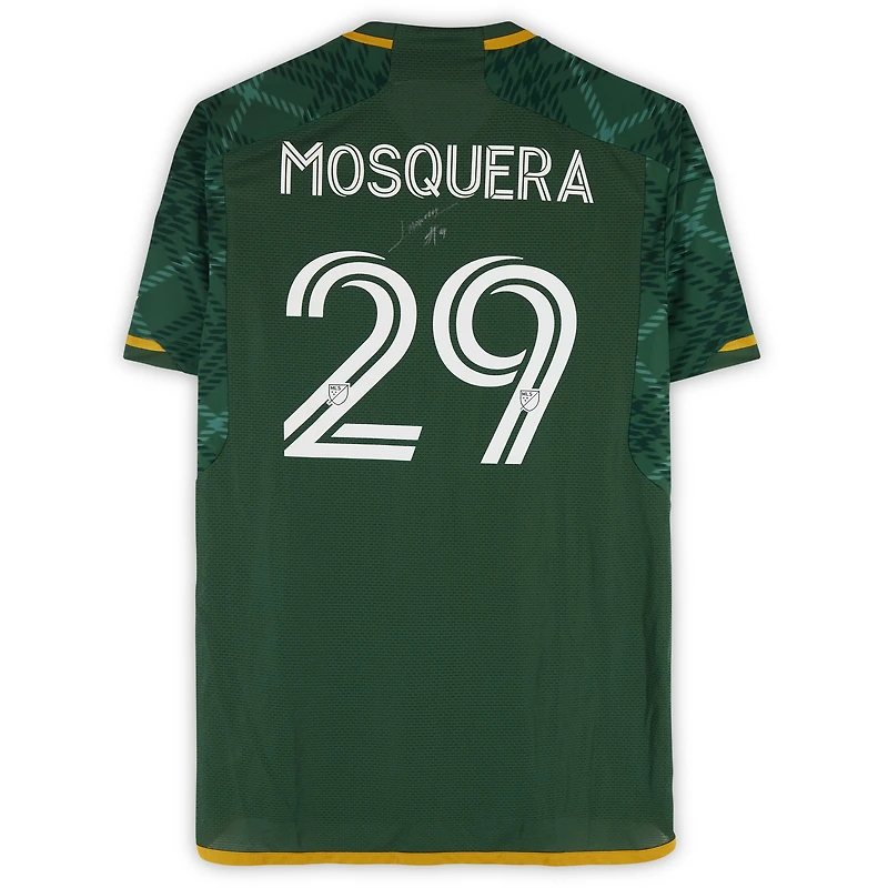 Maillot adidas vert dédicacé Juan Mosquera des Portland Timbers (n° 29) pour la saison 2024 de la MLS - Taille L