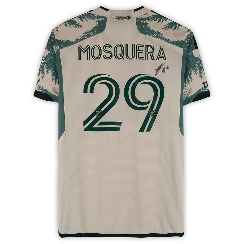 Maillot adidas beige dédicacé Juan Mosquera des Portland Timbers (n° 29) pour la saison 2024 de la MLS - Taille L