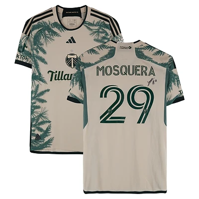 Maillot adidas beige dédicacé Juan Mosquera des Portland Timbers (n° 29) pour la saison 2024 de la MLS - Taille L