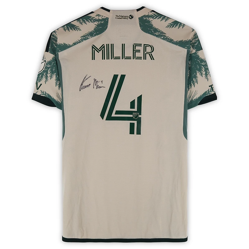 Kamal Miller Portland Timbers Autographed Match-Used #4 Tan adidas Jersey from the 2024 MLS Season - Size L