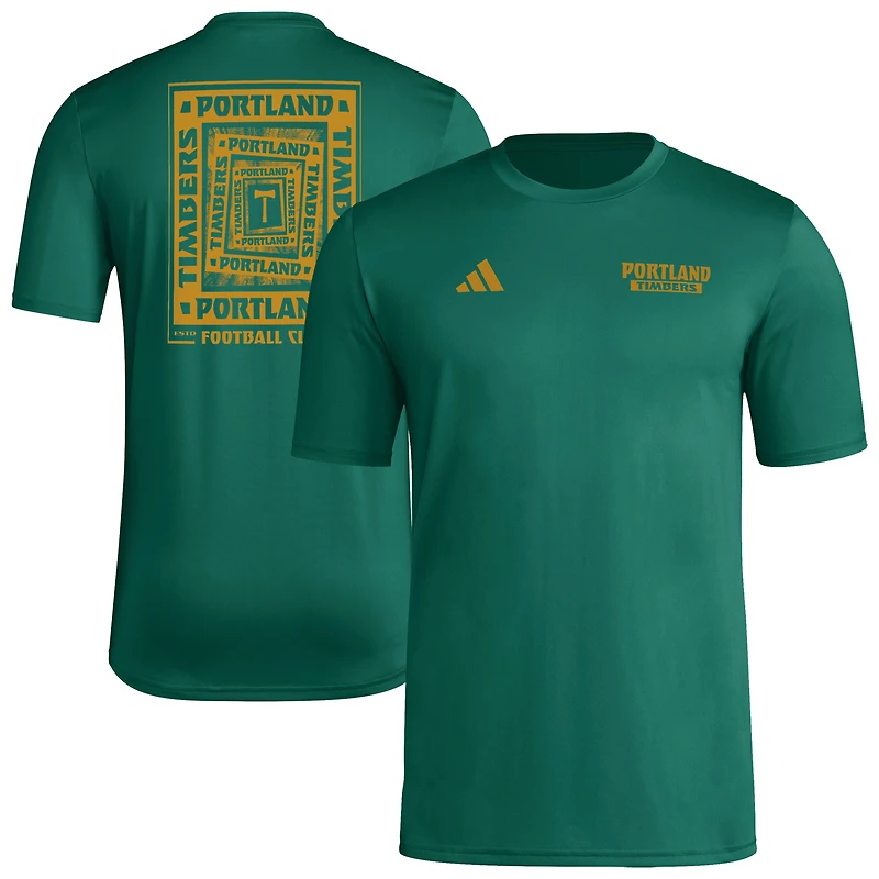 T-shirt cache-cœur vert adidas Portland Timbers Local pour homme