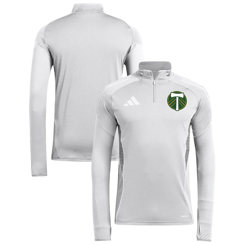 Haut d'entraînement à manches longues et quart de zip adidas Silver Portland Timbers 2025 AEROREADY pour homme