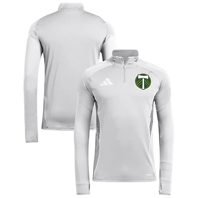 Haut d'entraînement à manches longues et quart de zip adidas Silver Portland Timbers 2025 AEROREADY pour homme