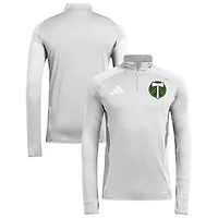 Haut d'entraînement à manches longues et quart de zip adidas Silver Portland Timbers 2025 AEROREADY pour homme