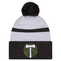 Men's New Era  White Portland Timbers 2025 Kickoff Cuffed Knit Hat with Pom