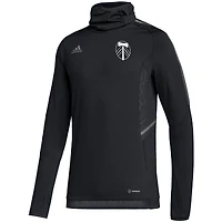 Men's adidas Black Portland Timbers COLD.RDY Raglan Warmup Pullover Jacket