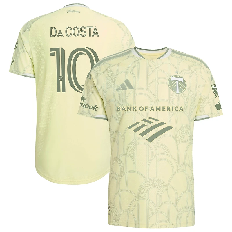 Maillot authentique adidas David Da Costa jaune Portland Timbers 2026 Civic Stadium pour homme