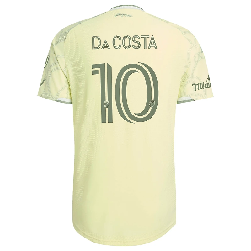 Men's adidas David Da Costa Yellow Portland Timbers 2026 Civic Stadium Kit On-Field Authentic Patch Jersey