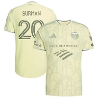 Maillot authentique adidas Finn Surman jaune Portland Timbers 2026 Civic Stadium pour homme