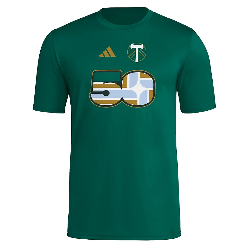T-shirt adidas Portland Timbers 2025 vert pour homme avec maillot Hook AEROREADY