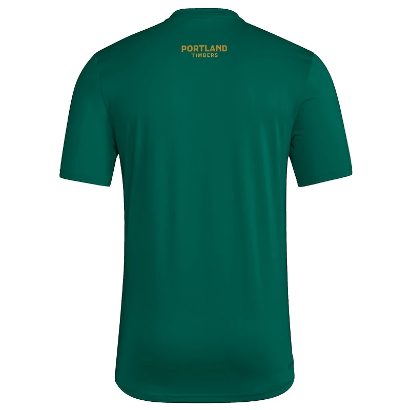T-shirt adidas Portland Timbers 2025 vert pour homme avec maillot Hook AEROREADY