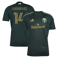 Men's adidas Jonathan Rodríguez Green Portland Timbers 2025 Forever & Gold Replica Player Jersey