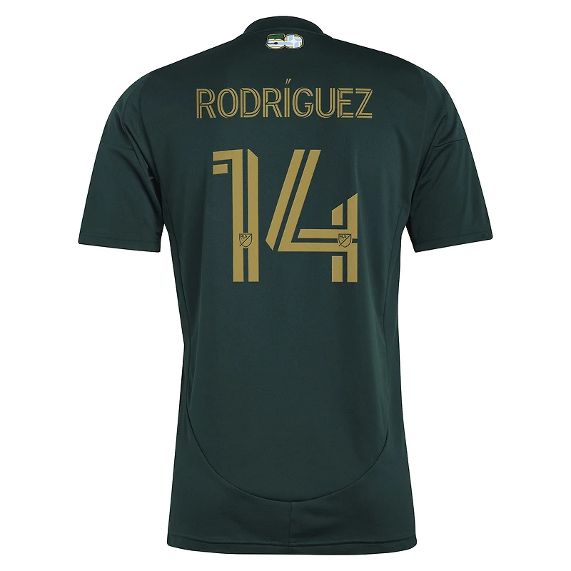 Men's adidas Jonathan Rodríguez Green Portland Timbers 2025 Forever & Gold Replica Player Jersey