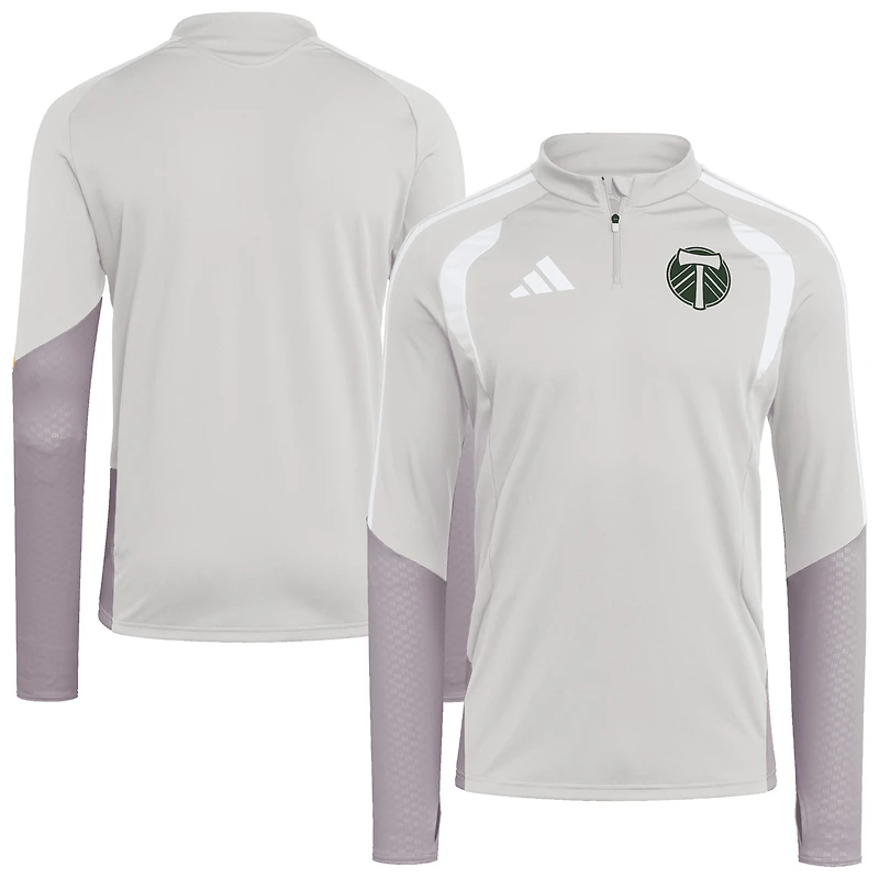 Haut d'entraînement zippé 1/4 adidas Silver Portland Timbers 2026 pour homme