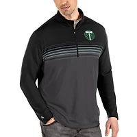 Veste à enfiler Pace Quarter-Zip noire/grise Antigua pour homme des Portland Timbers