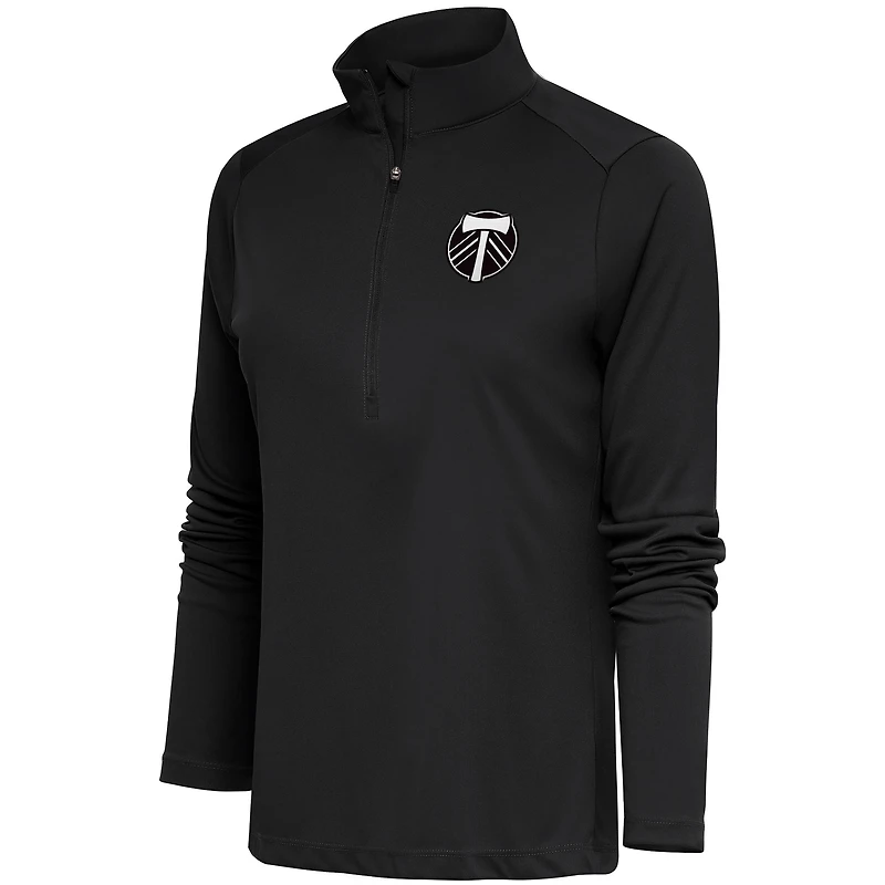 Men's Antigua  Black Portland Timbers Brushed Metallic Tribute Half-Zip Top