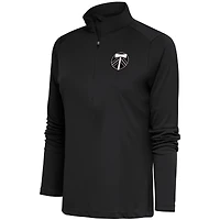 Men's Antigua  Black Portland Timbers Brushed Metallic Tribute Half-Zip Top