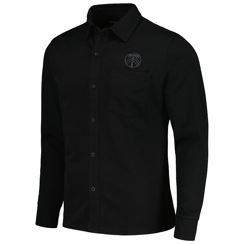 Veste boutonnée noire Antigua Portland Timbers Streamer Diamond pour homme