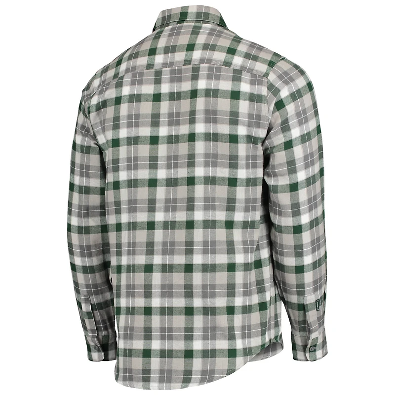 Chemise boutonnée à manches longues en flanelle Portland Timbers Ease pour homme, vert/gris Antigua
