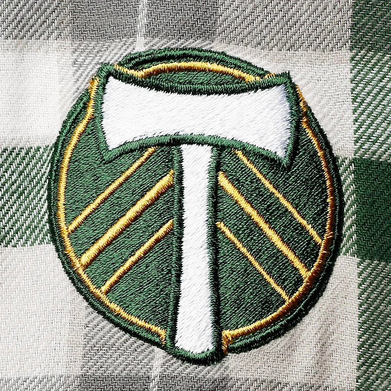 Men's Antigua Green/Gray Portland Timbers Ease Flannel Long Sleeve Button-Up Shirt
