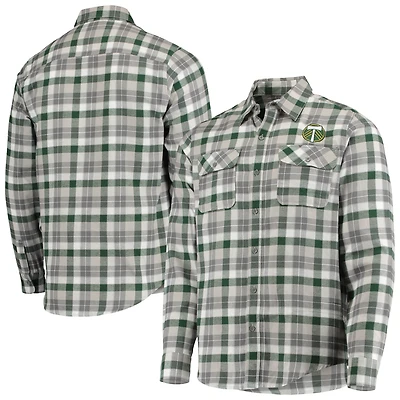 Chemise boutonnée à manches longues en flanelle Portland Timbers Ease pour homme, vert/gris Antigua