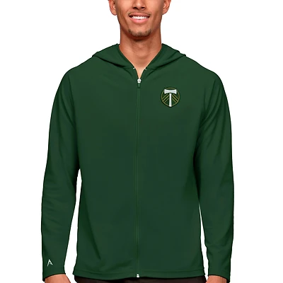 Sweat à capuche zippé intégral pour homme avec logo de l'équipe principale des Portland Timbers, vert Antigua