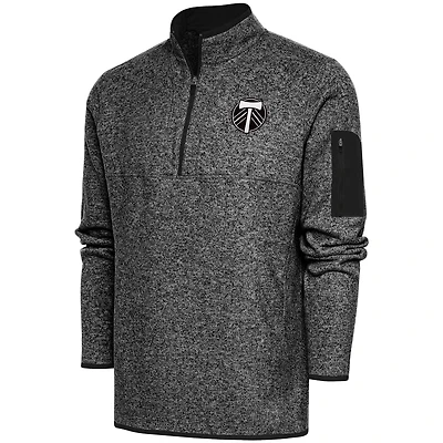 Veste Fortune à quart de zip pour homme, couleur métallisée brossée, noire chinée, des Portland Timbers, grande et taille