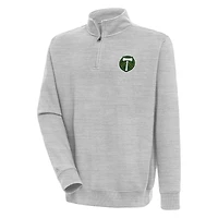 Men's Antigua Heather Gray Portland Timbers Victory Quarter-Zip Pullover Top