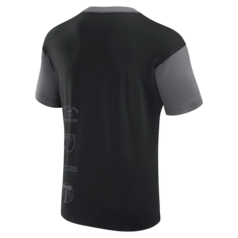 T-shirt de récupération noir Portland Timbers marque Fanatics pour hommes