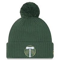 Bonnet tricoté à revers et pompon en jersey Portland Timbers 2025 vert New Era pour homme