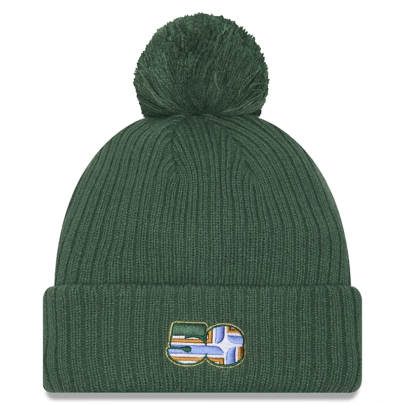 Bonnet tricoté à revers et pompon en jersey Portland Timbers 2025 vert New Era pour homme
