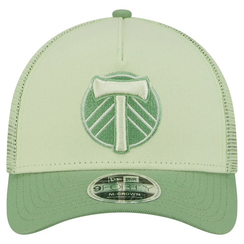 Casquette de camionneur ajustable 9FORTY A-Frame verte des Portland Timbers pour homme de New Era
