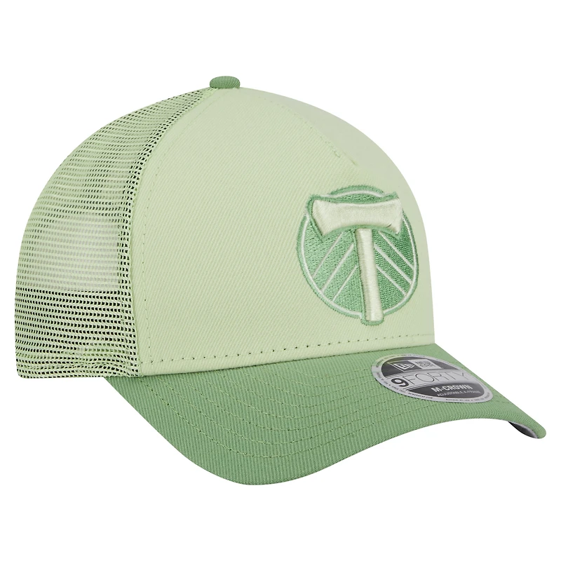 Casquette de camionneur ajustable 9FORTY A-Frame verte des Portland Timbers pour homme de New Era