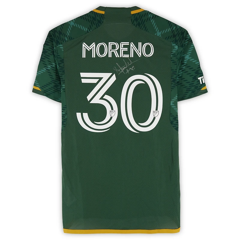 Maillot adidas vert dédicacé n° 30 des Portland Timbers de Santiago Moreno pour la saison 2024 de la MLS - Taille S