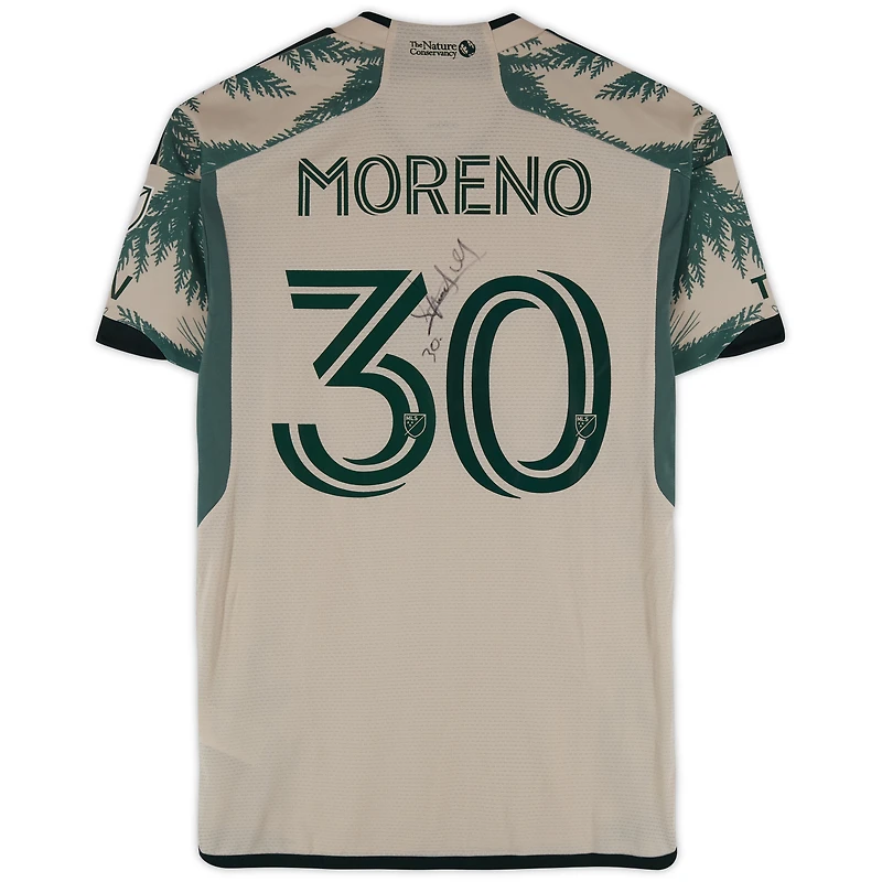 Maillot adidas beige dédicacé n° 30 des Portland Timbers de Santiago Moreno pour la saison 2024 de la MLS - Taille S