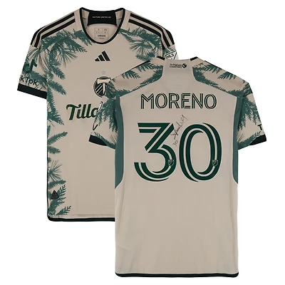 Maillot adidas beige dédicacé n° 30 des Portland Timbers de Santiago Moreno pour la saison 2024 de la MLS - Taille S