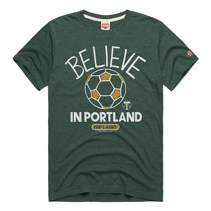 Unisex Homage  Green Portland Timbers MLS x Ted Lasso Believe Graphic Tri-Blend T-Shirt