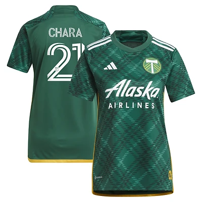 Women's adidas Diego Chara Green Portland Timbers 2023 Plaid Kit Replica Jersey