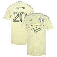 Women's adidas Finn Surman Yellow Portland Timbers 2026 Civic Stadium Kit Replica Jersey