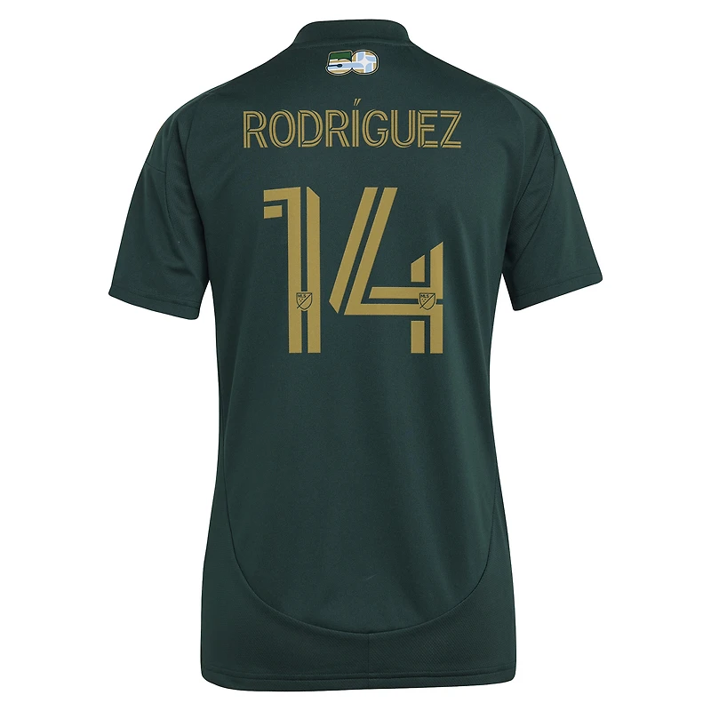 Women's adidas Jonathan Rodríguez Green Portland Timbers 2025 Forever & Gold Replica Player Jersey