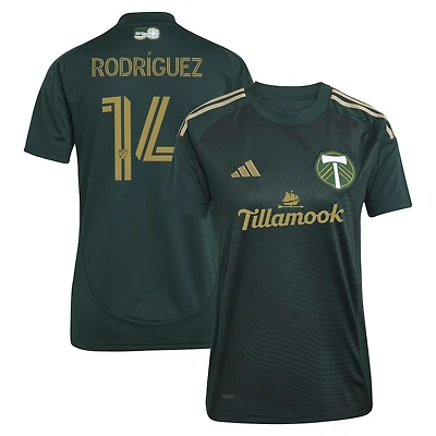 Women's adidas Jonathan Rodríguez Green Portland Timbers 2025 Forever & Gold Replica Player Jersey