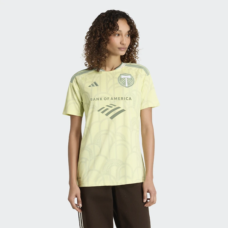 Maillot réplique adidas jaune Portland Timbers 2026 pour femme, stade Civic