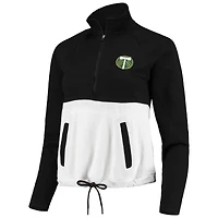 Women's Antigua Black/White Portland Timbers Harbor Raglan Half-Zip Jacket