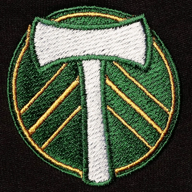 Women's Antigua Black/White Portland Timbers Harbor Raglan Half-Zip Jacket