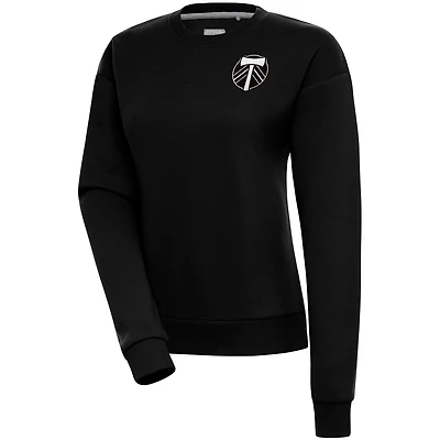 Women's Antigua  Black Portland Timbers Brushed Metallic Victory Pullover Sweatshirt