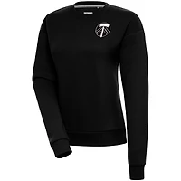 Women's Antigua  Black Portland Timbers Brushed Metallic Victory Pullover Sweatshirt